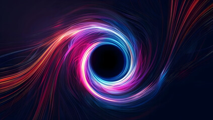 Abstract vibrant vortex with colorful swirling lines on dark background, perfect for futuristic and artistic design concepts.