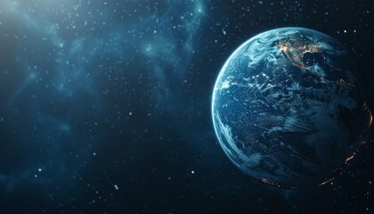 Beautiful Earth Viewed From Space Highlighting City Lights and Natural Features at Night