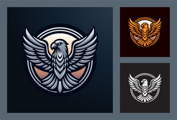 Falcon with wings logo emblem style gold gradient