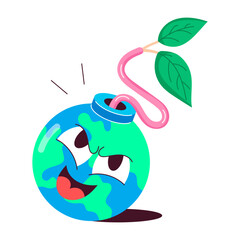 A comic style sticker of nature threat

