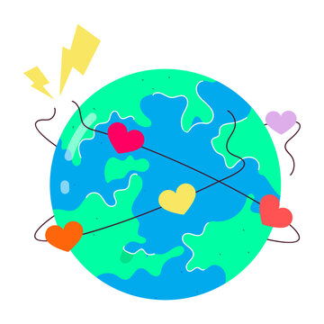 A flat style sticker of earth 

