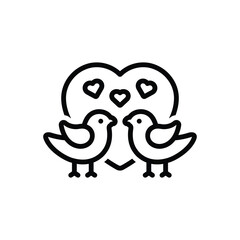Black line icon for lovebirds