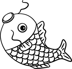chinese fish Vector hand drawn doodle outline