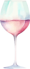 Wine Glass Watercolor Vector Illustration Design.