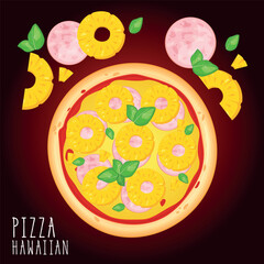 Pizza vector image. Fast food concept. Food for cafe and restaurant. Element for your website design, banners and advertising. Dough, cheese, sauce