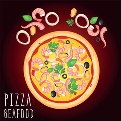 Pizza vector image. Fast food concept. Food for cafe and restaurant. Element for your website design, banners and advertising. Dough, cheese, sauce