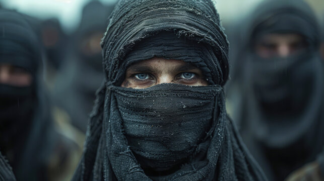 Masked Figures with Intense Eyes for International Day Against Extremism