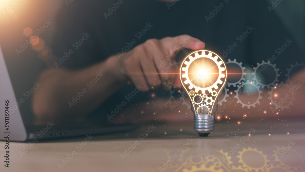 Poster ideas and innovation ,connecting creativity with modern technology , new solutions ,artificial intel