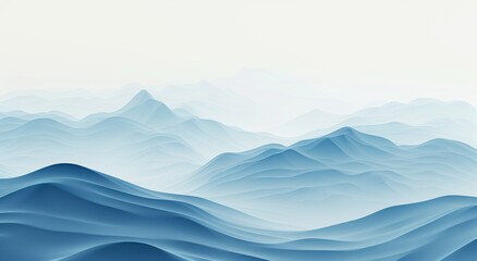 serene mountain landscape with misty blue hues