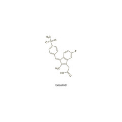 Naklejka premium Exisulind flat skeletal molecular structure Antineoplastic drug used in cancer treatment. Vector illustration scientific diagram.