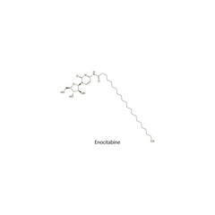 Enocitabine flat skeletal molecular structure Antineoplastic drug used in cancer treatment. Vector illustration scientific diagram.