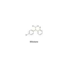 Mitotane flat skeletal molecular structure Antineoplastic drug used in cancer treatment. Vector illustration scientific diagram.