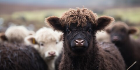 Fototapeta premium close-up portrait of a shaggy highland cow