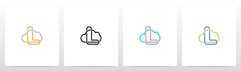 Cloud Outline Entangled on Letter Initial Logo Design L
