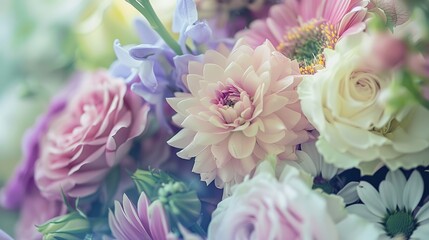 Obraz premium Flowers in Pastel Colors: Soft and Elegant Floral Arrangement