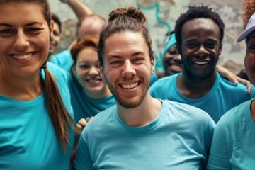 Portrait of a business charity event where employees are honored, Generative AI