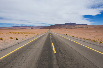 Highway at highland of Andes Chile