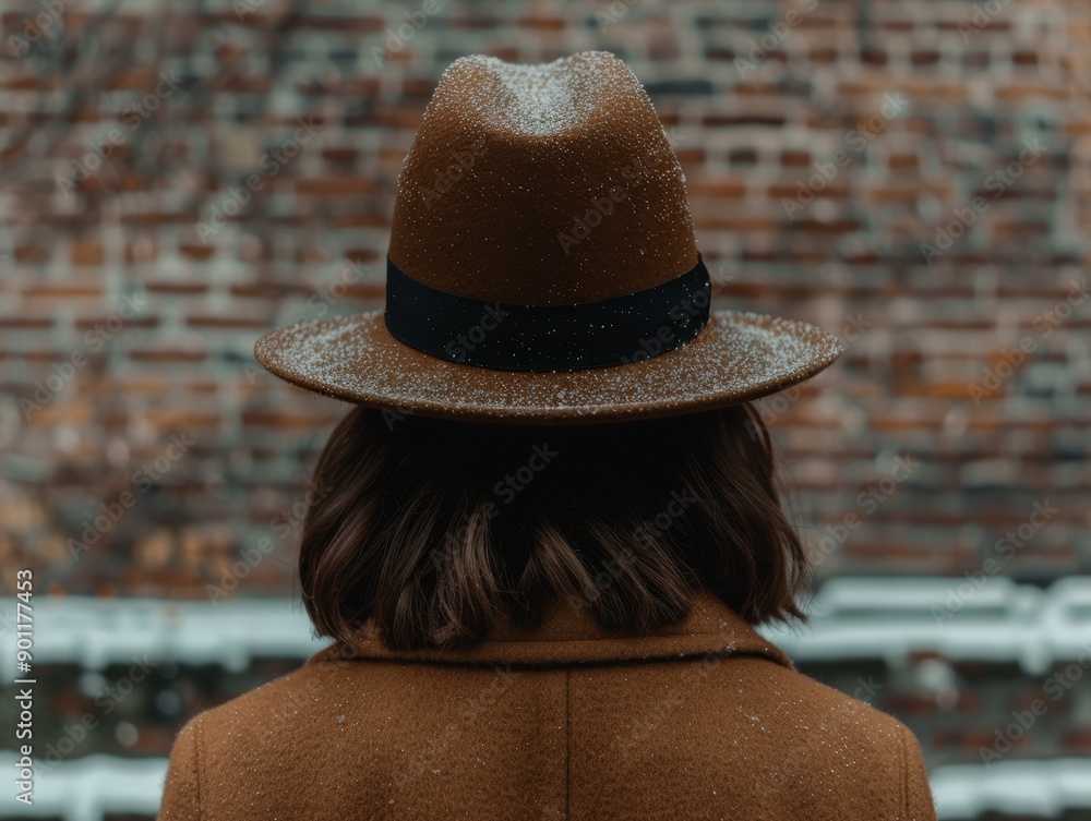 Wall mural person wearing a stylish brown hat