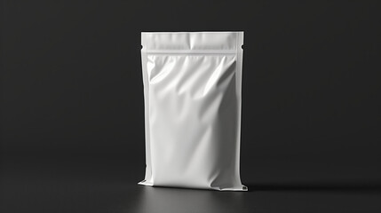 High-Quality White Stand Up Zip Pouch Isolated on Solid Black Background for Food and Product Packaging