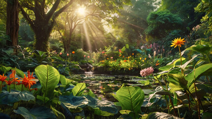 Nature jardin jungle &eacute;cologie rivi&egrave;re soleil IA 7