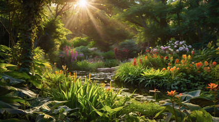 Nature jardin jungle &eacute;cologie rivi&egrave;re soleil IA 14
