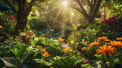 Nature jardin jungle &eacute;cologie rivi&egrave;re soleil IA 6