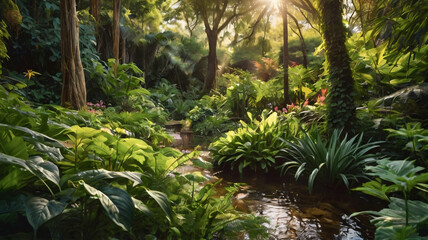 Nature jardin jungle &eacute;cologie rivi&egrave;re soleil IA 15