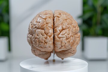 Close-up of a human brain model