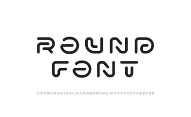 Modern font alphabet from segment round line, minimal technology style letters, and numbers, vector illustration 10EPS