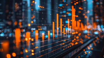 Obraz premium Abstract Cityscape with Chart and Lights