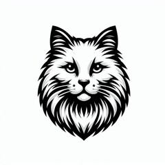Fototapeta premium Bold black and white depiction of a cat's head, with sharp contrasts enhancing its silhouette. Ai Generative