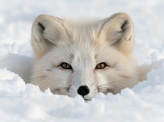 Obraz premium Closeup of a beautiful white arctic fox in the snow
