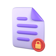 Locked Document 3D Icon Illustration