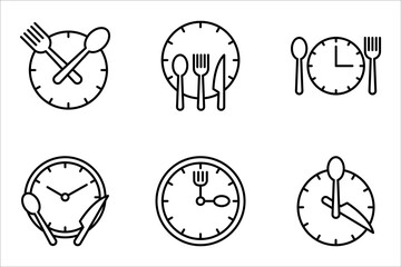 time eat lunch icon set, hour healthy food, diet fast concept, vector illustration on white background