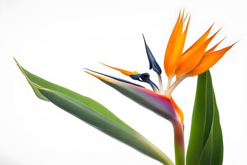Bird of paradise flower on white background, AI Generated