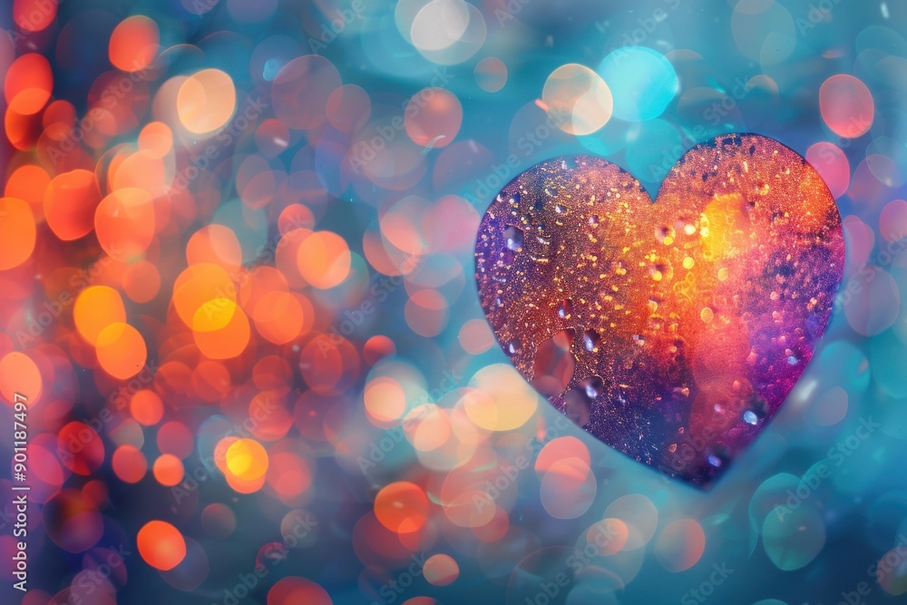 Poster bokeh heart design effect using photoshop techniques