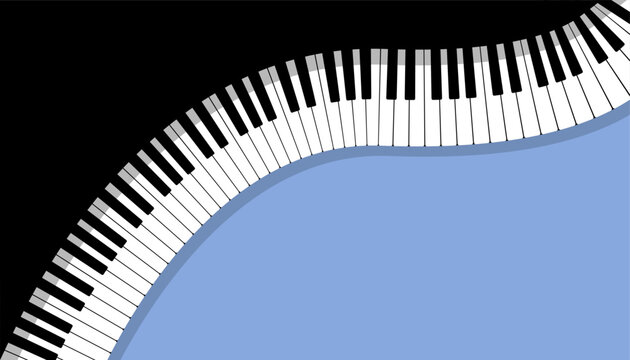 Aesthetic and artistic illustration of curved piano keys set against an abstract background