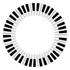 A modern circular piano keyboard design suitable for music education or decorative purposes © brovkoserhii