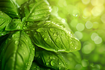 みずみずしいバジルの葉のクローズアップ/Close-up of Fresh Basil Leaves/Gro&szlig;aufnahme von frischen Basilikumbl&auml;ttern