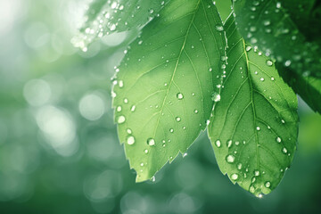 みずみずしい緑の葉のクローズアップ/Close-up of Fresh Green Leaves/Gro&szlig;aufnahme von frischen gr&uuml;nen Bl&auml;ttern