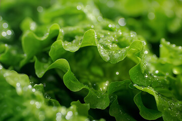 みずみずしいミントの葉のクローズアップ/Close-up of Fresh Lettuce Leaves/Gro&szlig;aufnahme von frischen Salatbl&auml;ttern