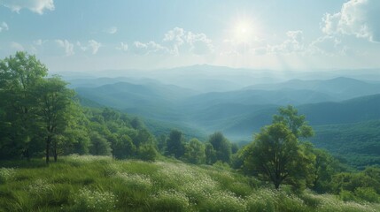 Naklejka premium Shenandoah National Park, Virginia - Rolling hills and the Appalachian Trail