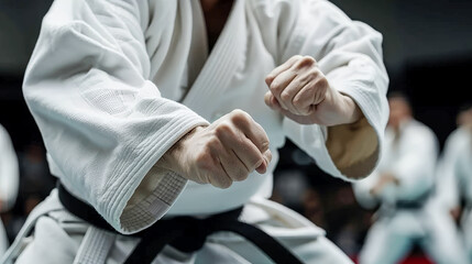 Intense Judo Competition two highly skilled martial artists engage in a gripping judo match demonstrating strength technique and concentration in a competitive sports arena wallpaper, background