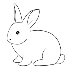 Illustration of white rabbit, for decoration, mid-autumn festival element, rabbit symbol, Chinese, Japanese, moon fest, 