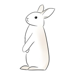 Illustration of white rabbit, for decoration, mid-autumn festival element, rabbit symbol, Chinese, Japanese, moon fest, 