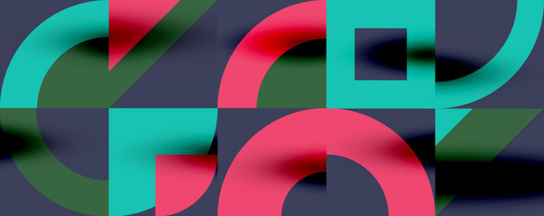 Neo memphis geometric pattern with circles, squares. Pop art abstract background for covers, banners, flyers and posters and other templates