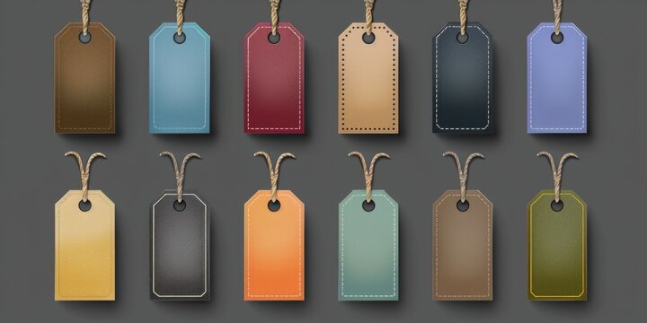 Leather tags hanging from string