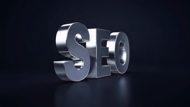 Reflective 3D 'SEO' Text Animation with Metallic Effects