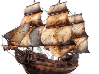 Fototapeta premium Sailing Ship Model White Background