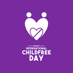 Vector Illustration of International Childfree Day. August 1. Purple background. Flat design vector.